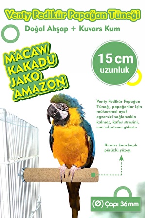 Vixpet Venty Papağan Tüneği 15 cm 4 Adet Pedikür Tünek / Macaw, KaKadu, Jako, Amazon, İskender..