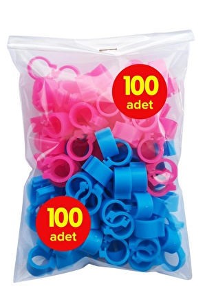 Poppy Dişi/Erkek Güvercin Bileziği Klips 100 Adet Pembe - 100 Adet Mavi