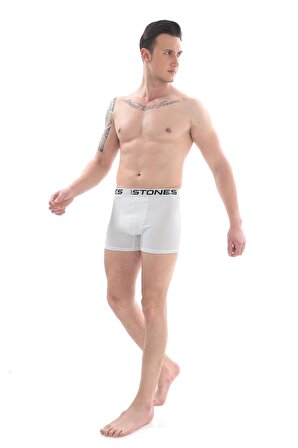  Likralı 3'lü Erkek Boxer Premium Paket - Beyaz