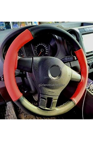 Opel Vectra D Uyumlu Dikmeli Direksiyon Kılıfı Iki Renkli Kırmızı-Siyah