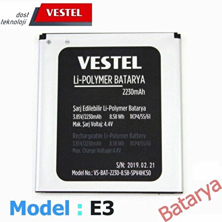 Vestel E3 Batarya Vestel Venüs E3 Uyumlu Batarya