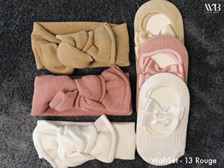 Bebek Rouge Çorap Seti, Minik Ayaklar, Büyük Stil: 3 Bale Çorabı ve 3 Bandanadan Oluşan Set, Yenidoğan Hediyeleri, Erkek ve Kız Bebek Hediyeleri