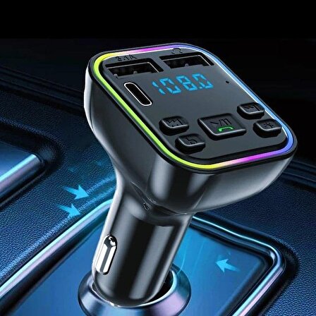 Araç İçi Fm Bluetooth Radyo Mp3 Çalar 7 Renk Rgb Işıklı Şarj Kiti Usb 3.1 Sd Kart Destekli