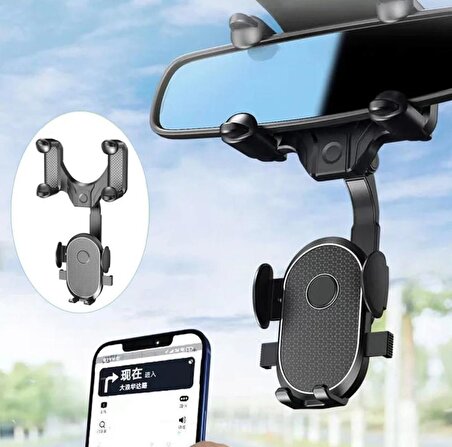 Araç Içi Telefon Tutucu 360 Derece Dönebilen Yatay Dikey Kullanım Dikiz Aynası Uyumlu Yüksek Kalite