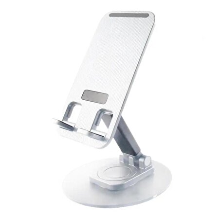 Beyaz Masaüstü 360 Derece Dönebilen Katlanabilir Telefon Tutucu 