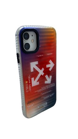 İphone 13 Pro Max Off White Kalın Kaliteli Silikon Renkli Hologram Baskılı Kılıf