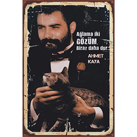 Ağlama İki Gözüm Ahmet Kaya Retro Ahşap Poster