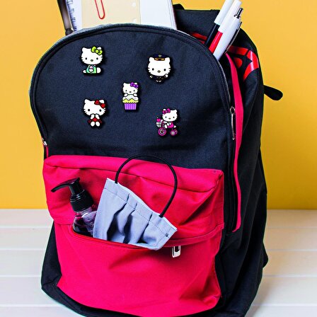 5 li Hello Kitty Yaka İğneler Sırt Çantaları İçin Ahşap Rozet