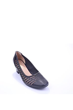 Gold Step 0370 Kadın Siyah 5 Cm Topuk Günlük Fileli Ayakkabı