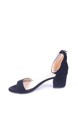Daisy 960 Kadın 5,5 Cm Kalın Topuk Tek Bant Süet Sandalet