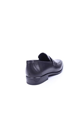 Delfino 509 Erkek Hakiki Deri Siyah Bağcıksız Klasik Kauçuk Ayakkabı 