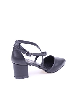 Ceylan 2007 Kadın 6 cm Topuk Çapraz Kemer Cilt Ayakkabı