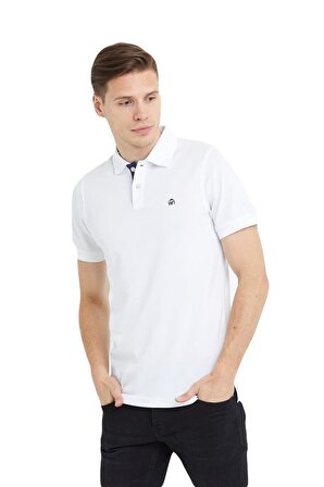 Polo Yaka Pamuklu Erkek T-shirt Beyaz-XL