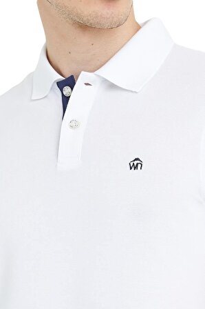 Polo Yaka Pamuklu Erkek T-shirt Beyaz-XL