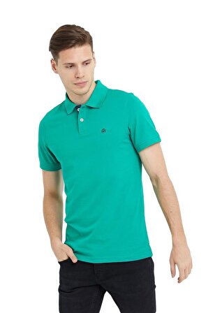 Polo Yaka Pamuklu Erkek T-shirt Yeşil-L
