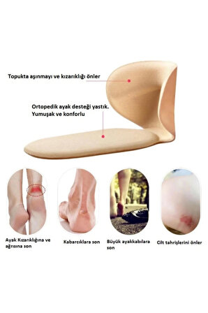 1 Çift Ten Ortopedik Tabanlık Yüksek Topuklu Ayakkabı Topuk Vurma Önleyici Koruyucu Yastığı