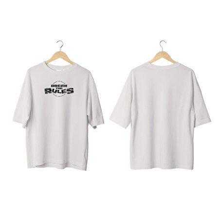 Wicold Break The Rules Baskılı Oversize T-Shirt Erkek Tişört Unisex Tişört Kadın Tişört