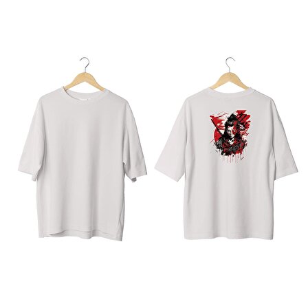 Wicold Samurai Baskılı Oversize T-Shirt Erkek Tişört Unisex Tişört Kadın Tişört