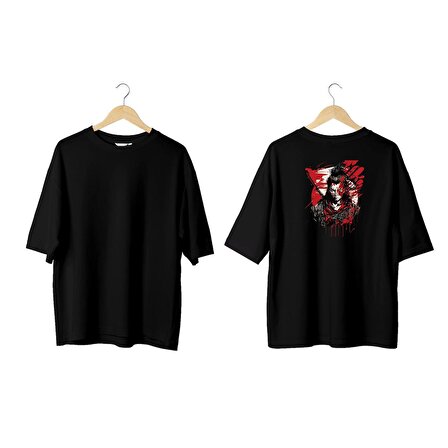 Wicold Samurai Baskılı Oversize T-Shirt Erkek Tişört Unisex Tişört Kadın Tişört