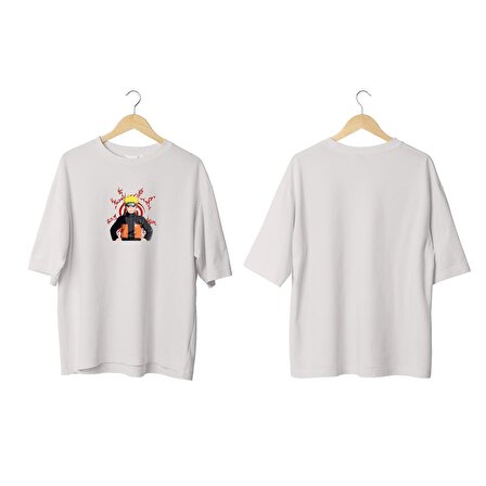 Wicold Naruto Baskılı Oversize T-Shirt Erkek Tişört Unisex Tişört Kadın Tişört