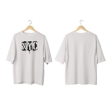 Wicold NYC Baskılı Oversize T-Shirt Erkek Tişört Unisex Tişört Kadın Tişört