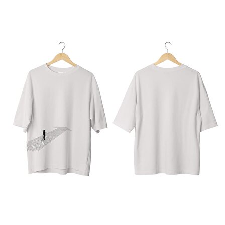 Wicold Yol Baskılı Oversize T-Shirt Erkek Tişört Unisex Tişört Kadın Tişört