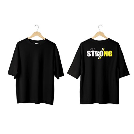 Wicold Strong Man Baskılı Oversize T-Shirt Erkek Tişört Unisex Tişört Kadın Tişört