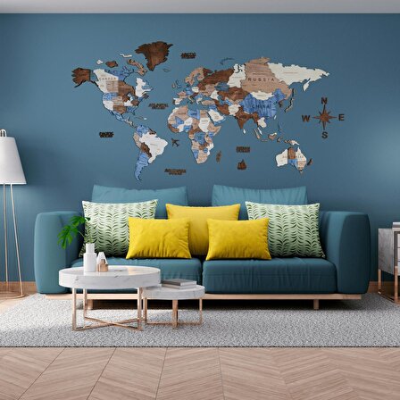Elegant Ahşap Dünya Haritası (150x75)cm