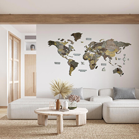 Tobacco Ahşap Dünya Haritası (150x75)cm