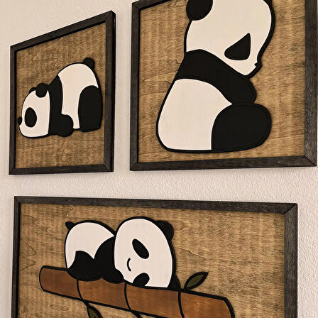 Sevimli Pandalar Tablo Seti 3'lü