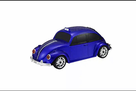 WSTER WS-1939 BEETLE Araba Görünümlü Taşınabilir Kablosuz Bluetooth Hoparlör ve Radyo MAVİ