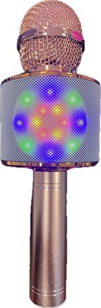 WS-858L Led Işıklı Bluetooth Hoparlörlü Karaoke Mikrofon ROSE GOLD