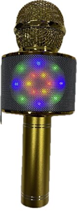WS-858L Led Işıklı Bluetooth Hoparlörlü Karaoke Mikrofon GOLD