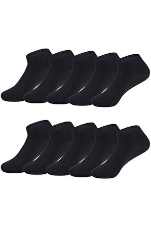 Erkek Düz Siyah 10 lu Patik Çorap