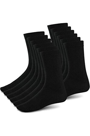 Erkek Düz Siyah 10 lu Soket Çorap