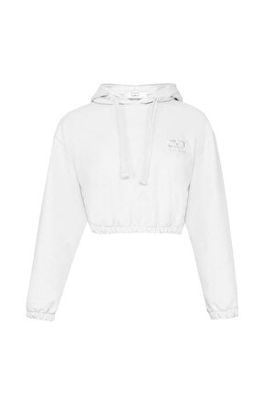 Beyaz Cropped Hoodie