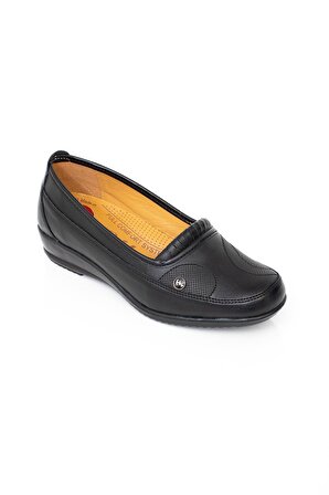 Kadın Babet Siyah Tokalı Hafif Rahat Taban Şık Günlük Ayakkabı Wrs1070