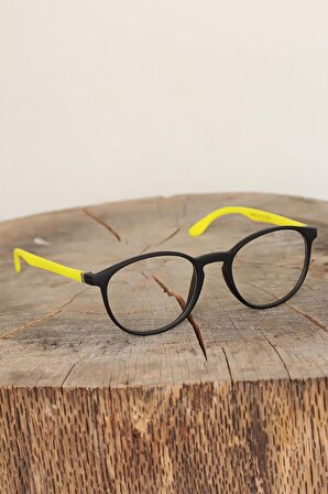 Siyah Oval Çerçveli Sarı Kenarlı Kadın İmaj Gözlük