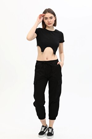 Kadın Paraşüt Pantolon Siyah Renk