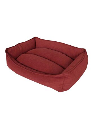 Yıkanabilir Kumaş Konforlu Kedi Köpek Yatağı Kırmızı Medium 65x45