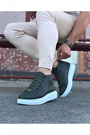 Xramburada 032 Haki Bağcıklı Sneakers Yarım Bilek Bot