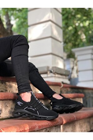 Xramburada Yüksek Taban Tarz Sneakers Cırt Detaylı Siyah Erkek Spor Ayakkabısı