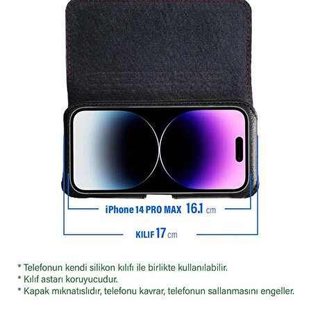 iPhone 14 Pro Max KılıfI Kemer Kılıf | Kapaklı Mıknatıslı Bel Kılıfı