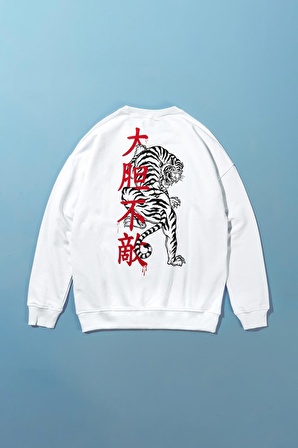 White Tiger Oversize Erkek Sweatshirt GF1159BY