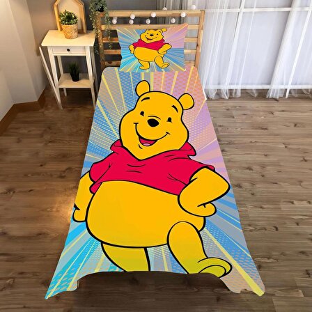 Winnie the Pooh Desenli Yatak örtüsü ve yastık kılıfı 2li takımı