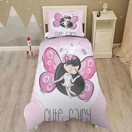 cute fairy Desenli Yatak örtüsü ve yastık kılıfı 2li takımı