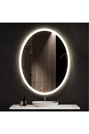 60 cm (çap) Buğu Çözücülü Kumlamalı Yuvarlak Banyo Aynası
