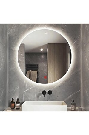 70 cm (çap) Buğu Çözücülü Dokunmatik Işıklı Ledli Yuvarlak Banyo Aynası