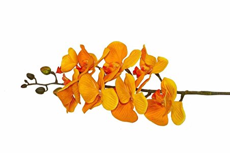 Yapay Orkide Çiçeği Dalı Turuncu 80 Cm