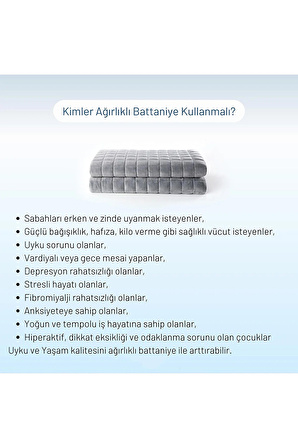 Ağırlıklı Battaniye Tek Kişilik Yorgan 4 Kg Beyaz 155x215 %100 Pamuk 4 Mevsim Kullanılabilir